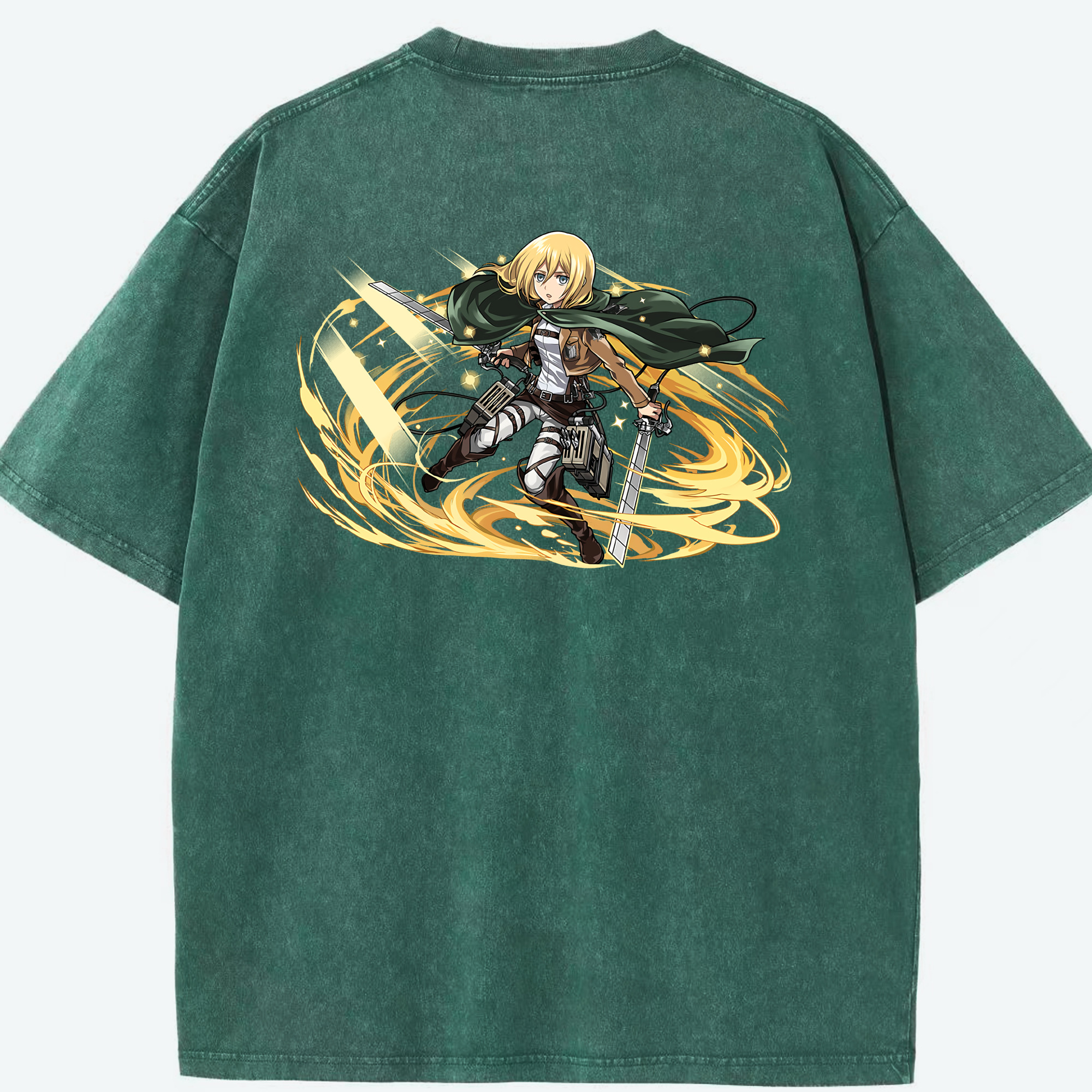 （画像用） 進撃の巨人 クリスタ·レンズ Attack on Titan Christa Lenz 綿100% ヴィンテージ風 半袖Tシャツ（背面プリント）